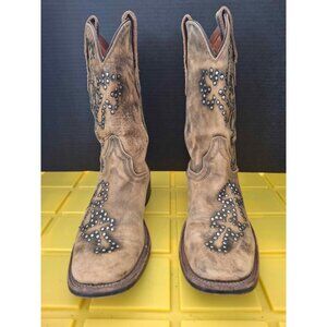 Dan Post Womens Embellished Distressed Leather Western Boots Size 8
